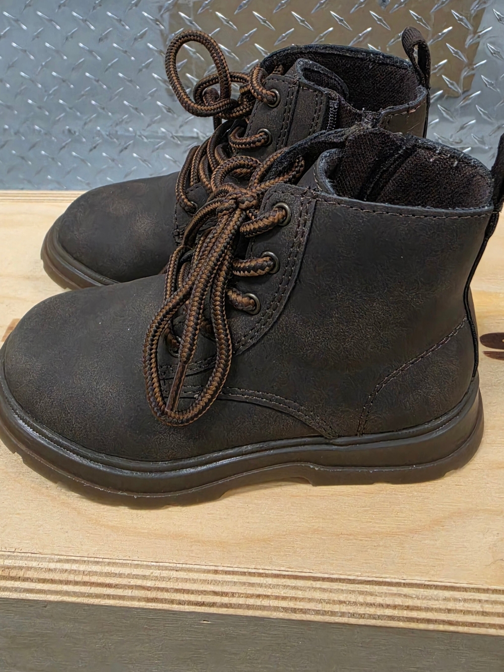 Zara Kids Dark Brown Lace-Up Ankle Boots